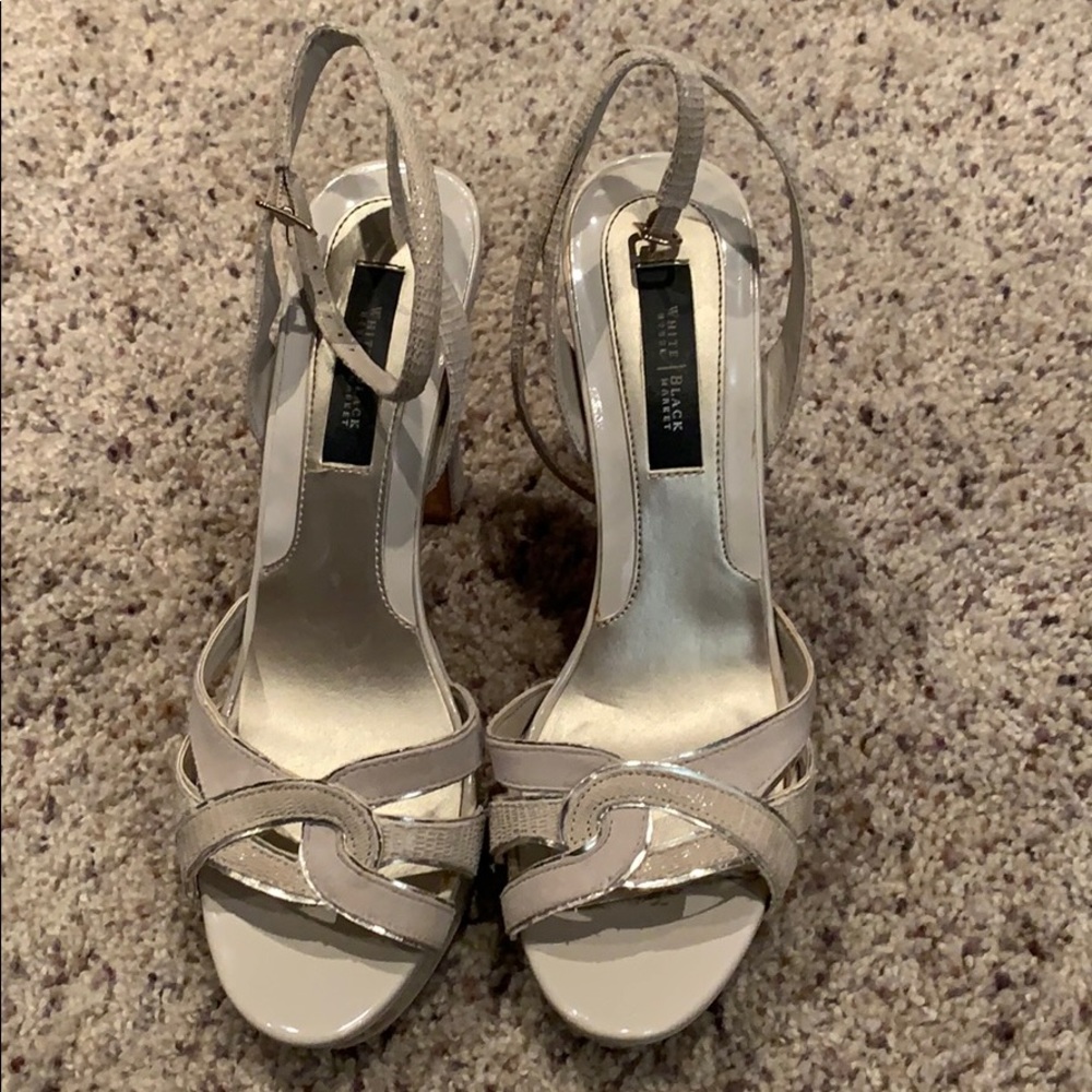 Cream Color Open Toe High Heels - Picture 2 of 4